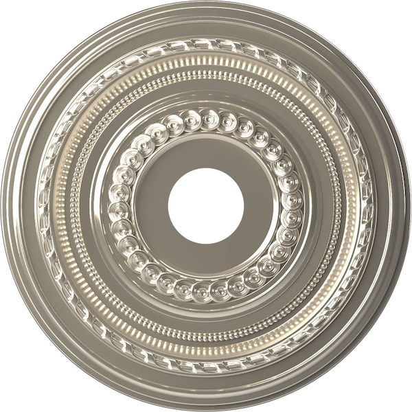 Ekena Millwork Cole PVC Ceiling Medallion (Fits Canopies up to 5 1/8"), Bright Coat Chrome, 19"OD x 3 1/2"ID x 1"P CMP19COBCR - main